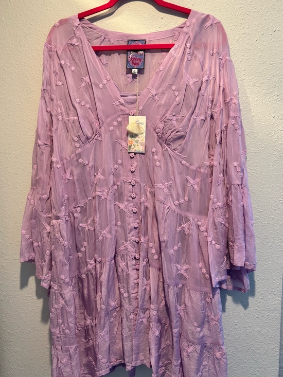 Johnny Was Dresses & Skirts - NWT Johnny Was Lavender Embroidered Button-Front Tunic Dress- XL